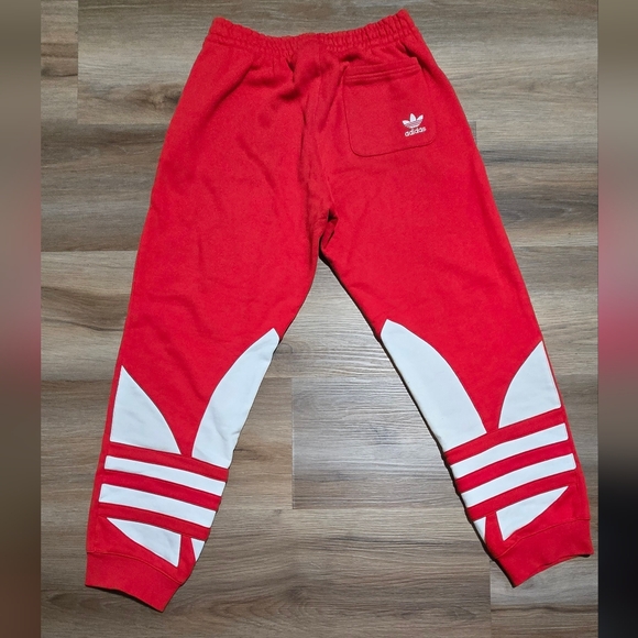 Adidas Big Trefoil Red White Jogger Sweatpants Size M - Picture 2 of 13